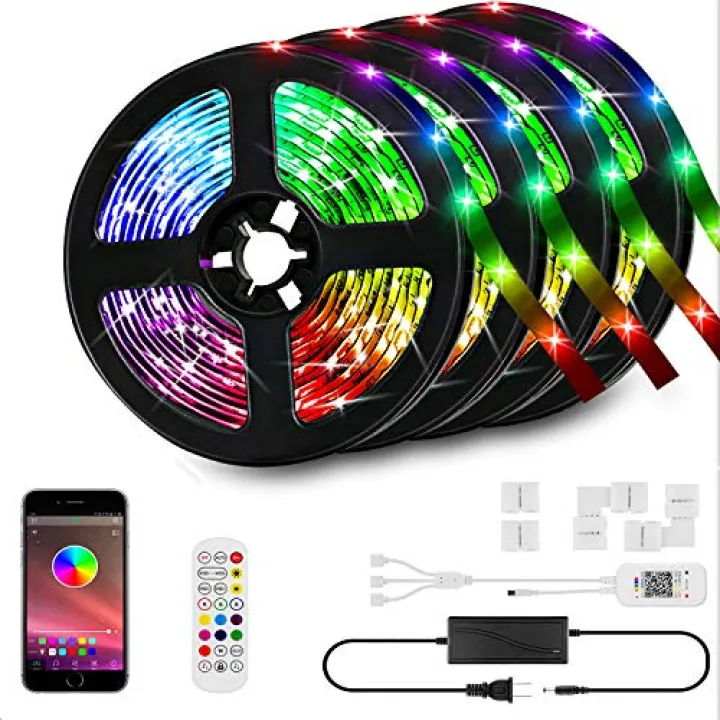 Hunhun 66ft 20m Led Strip Lights Kit Led Tape Strips Rgb Led Light Strips Sync To Music Smart App Strip Light Bluetooth Controller Light Strips For Room Remote Led Lights For Bedroom Home Party Lazada