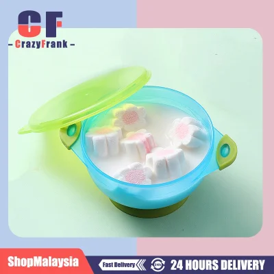 Children's sucker bowl baby training bowl set with temperature sensitive spoon two color cartoon rice bowl
