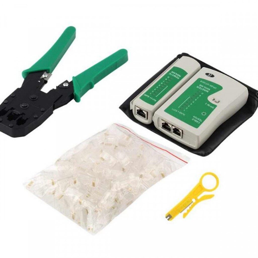 Bộ kìm bấm + bộ test + túi 100 hạt mạng rj45