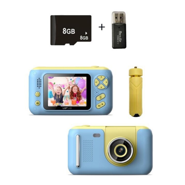 Ảnh Đảo Ngược HD 2.4 Inch Cho Trẻ Em, Màu Sắc: Vàng Xanh + Thẻ Nhớ 8G + Máy Ảnh...