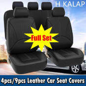 PU Leather Car Seat Cover Set, Black Universal Protectors