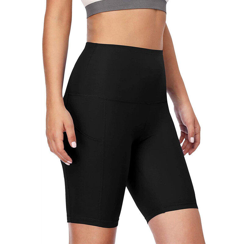 Happybuyner Cycling Shorts Black High Waist Skinny Stretchy Shorts Gym Sports Home Body Exercise Shorts For Women