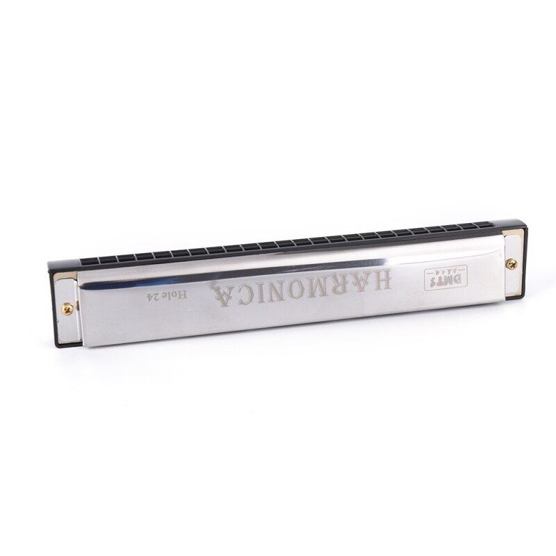 24 Hole Key Of C Play Harmonica Tremolo Harmonica Mouth Organ Double Row For Musical Beginner