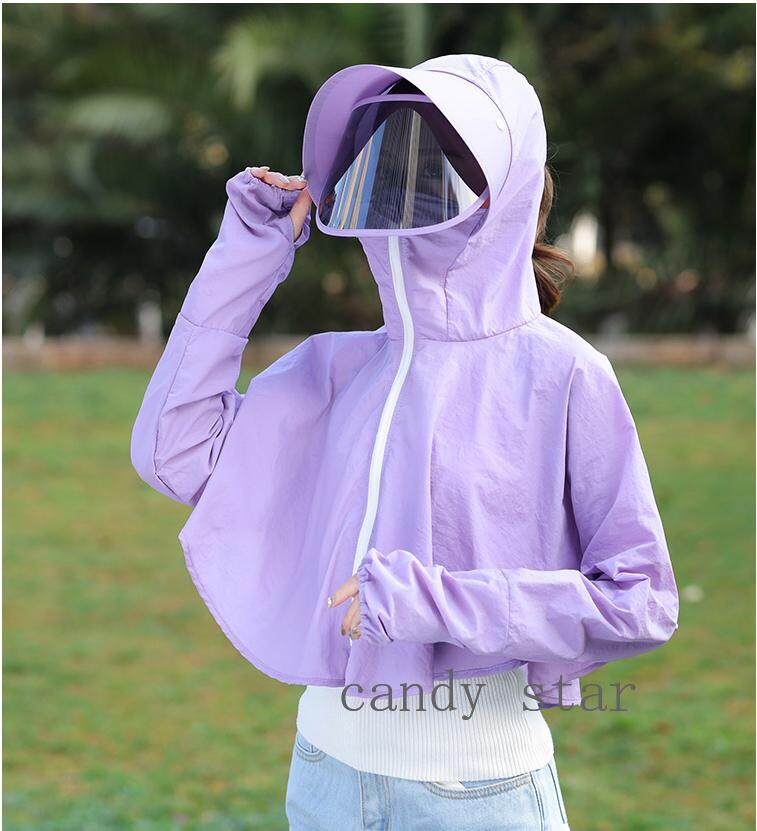 Womens Sun-protective Coat Hooded Anti-UV Top Cycling Beach Jacket Breathable