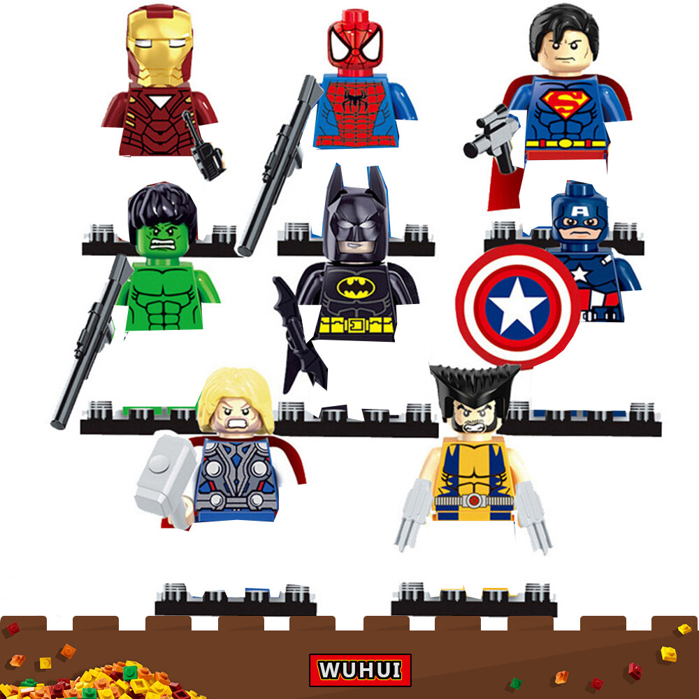WUHUI 8PCS Marvel Super Heroes Avengers Minifigures Toy Building Kit Building Blocks Wolverine Hulk American Captain Ironman Action Figure Building Bricks Kids Toy Toys for Boys Girls Compatible with All Brands