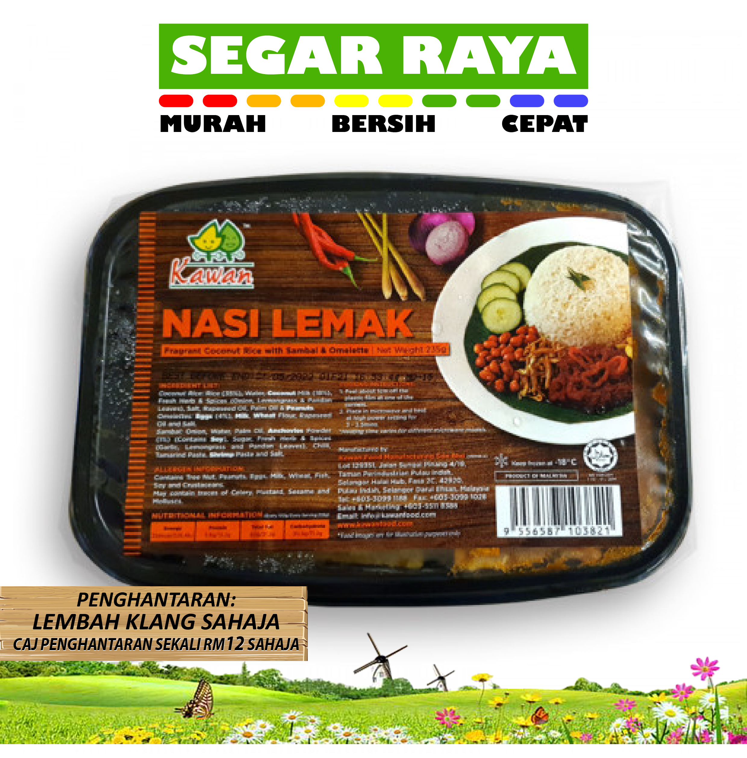 MAKANAN MICROWAVE Kawan Nasi Lemak Biasa (235g) Segar Raya | Lazada
