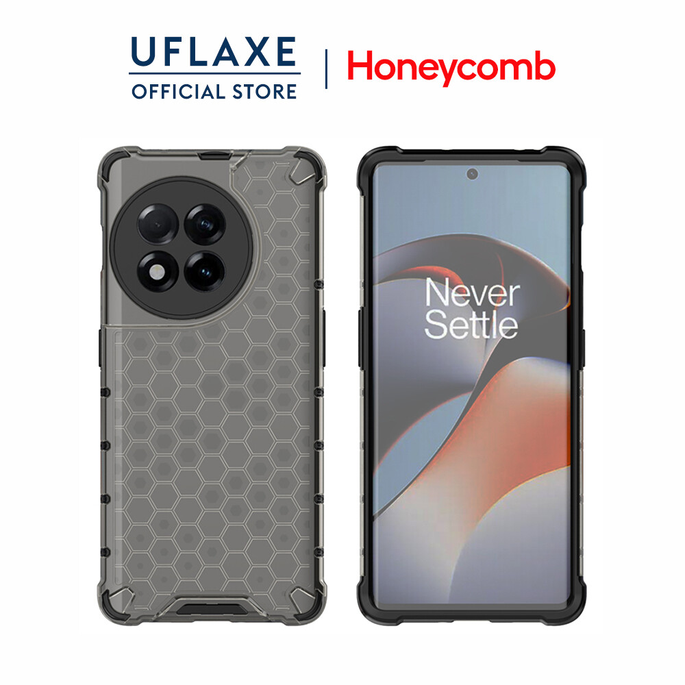 UFLAXE Honeycomb Shockproof Hard Case for OnePlus ACE 2 / OnePlus 11R Full Protection Clear Translucent Case Durable Back Cover anti-shock Protective Casing