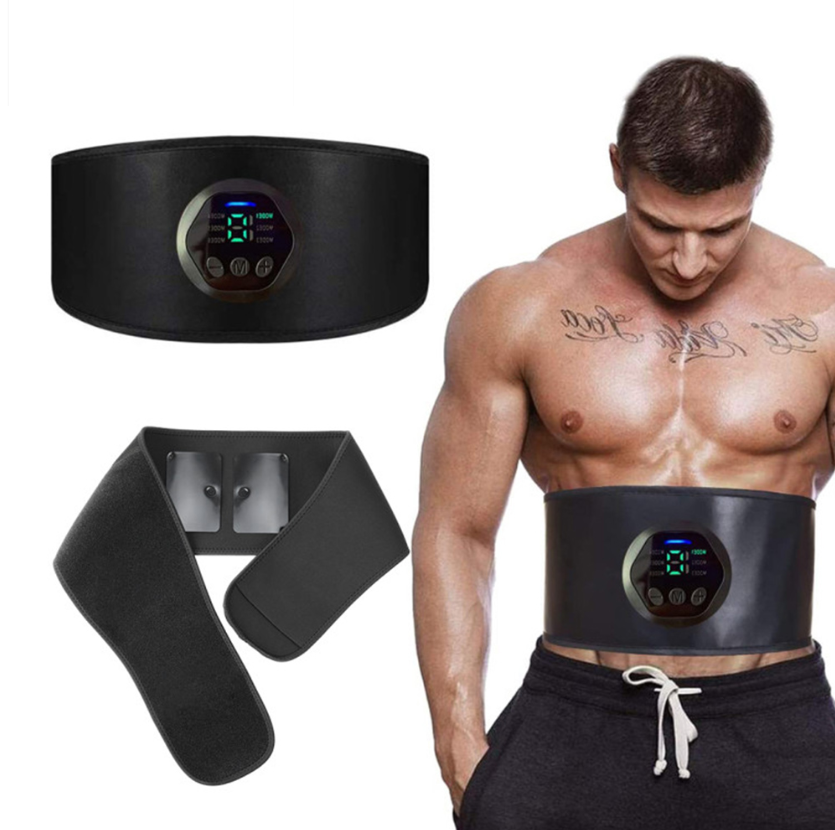 EMS Wireless Abdominal Trainer Electric Thigh Hip Muscle Stimulator Belt LCD Display Six Modes