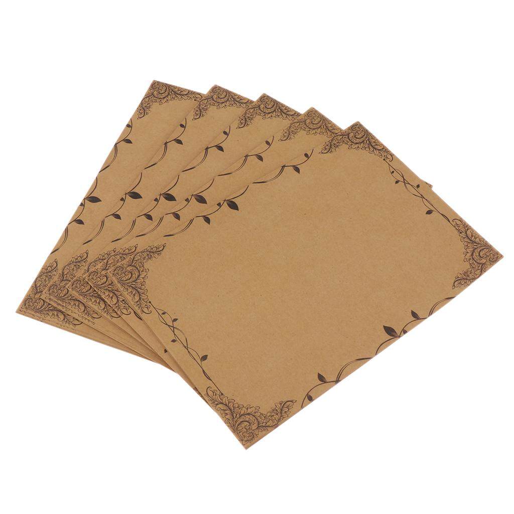 B 40Sheet Vintage Writing Stationery Paper Letter Set Kraft Paper with