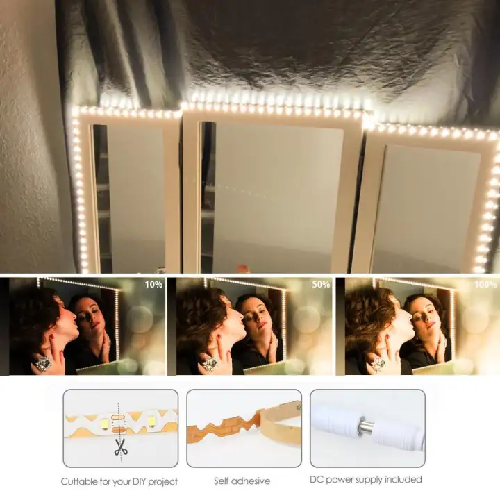 240 Leds Diy Makeup Mirror Strip Bar Vanity Lamp Adjustable Brightness Flexible Light Kit Cosmetic