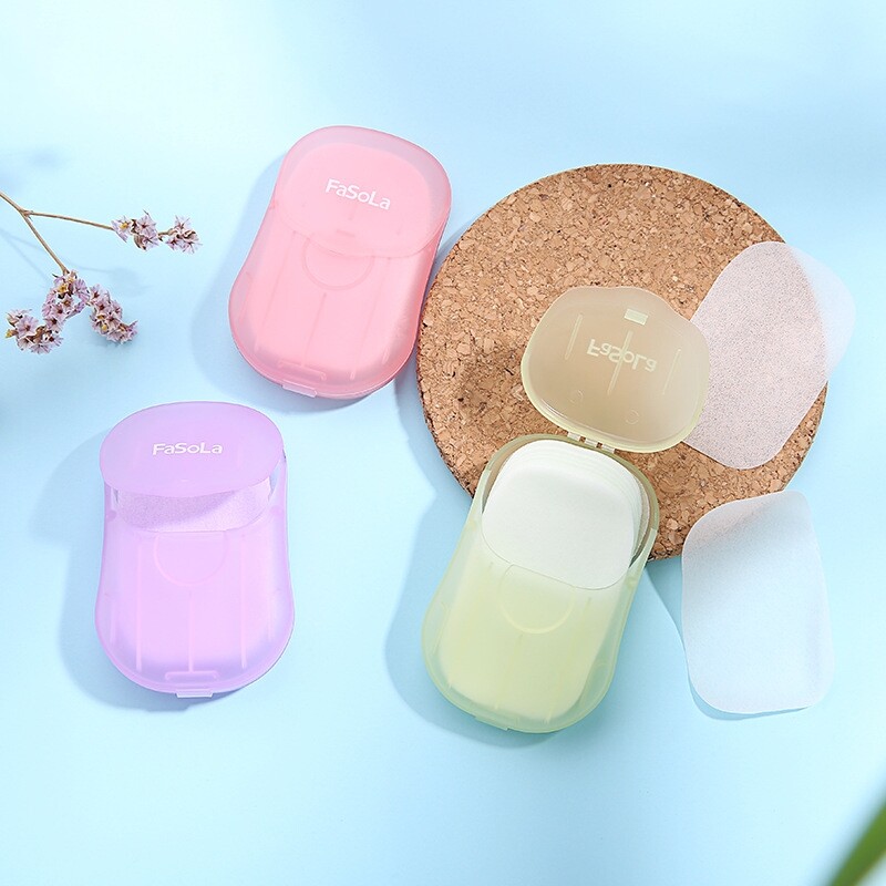20Pcs Colorful Travel Disposable Soap Paper Portable Hand Washing Sanitiser Clean Scented Slice Sheets