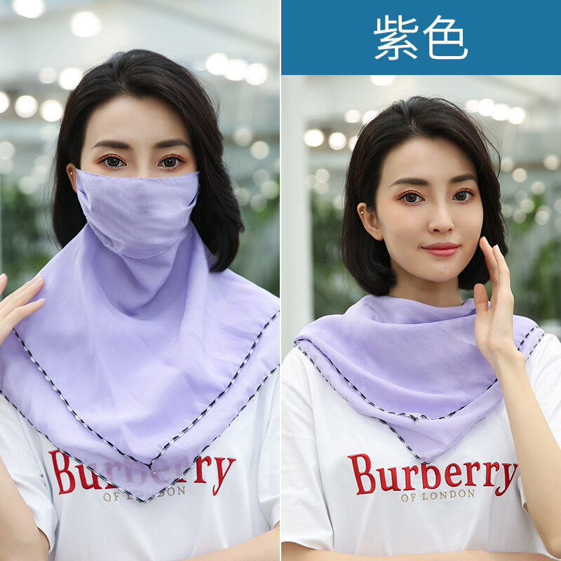 Masker Tabir Surya Musim Panas Buatan Mulut Wanita Pelindung Leher Wajah Tipis Bernapas Masker Wajah Penuh Kerai Anti-Ultraviolet Wajah Jilbab Masker dan Syal Adalah Multi-tujuan