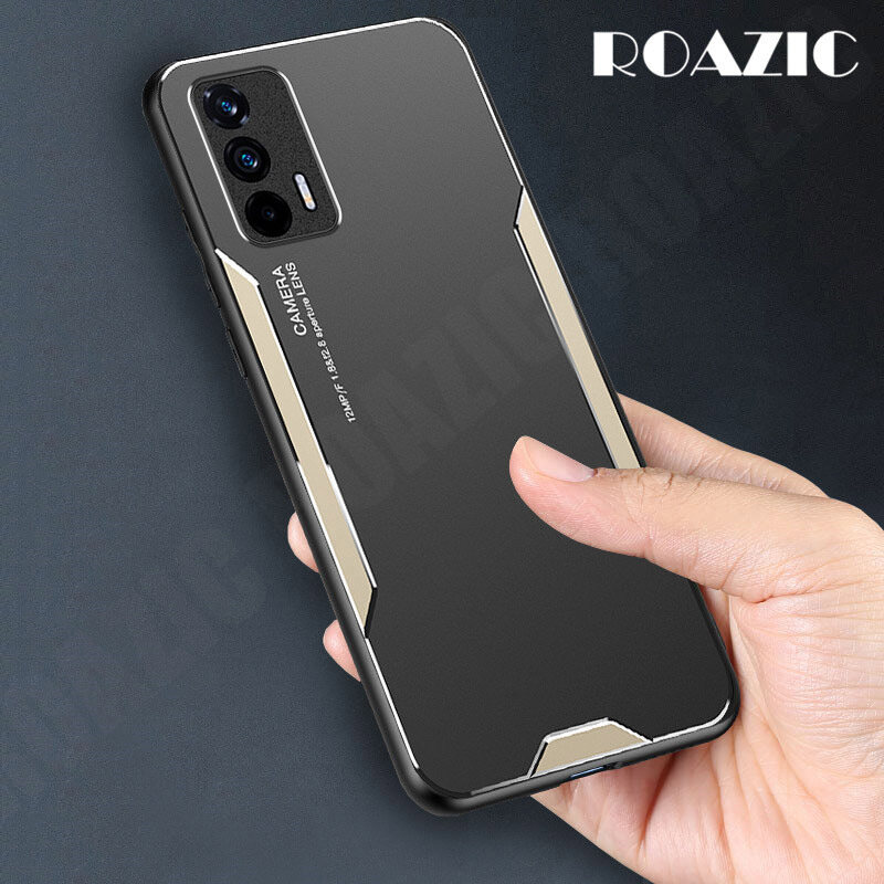 ROAZIC For Realme GT 5G GT Neo 5G Phone Case Metal Frosted Back Shell Soft TPU Frame Casing Ultra-thin Anti-fall Aluminum Cover