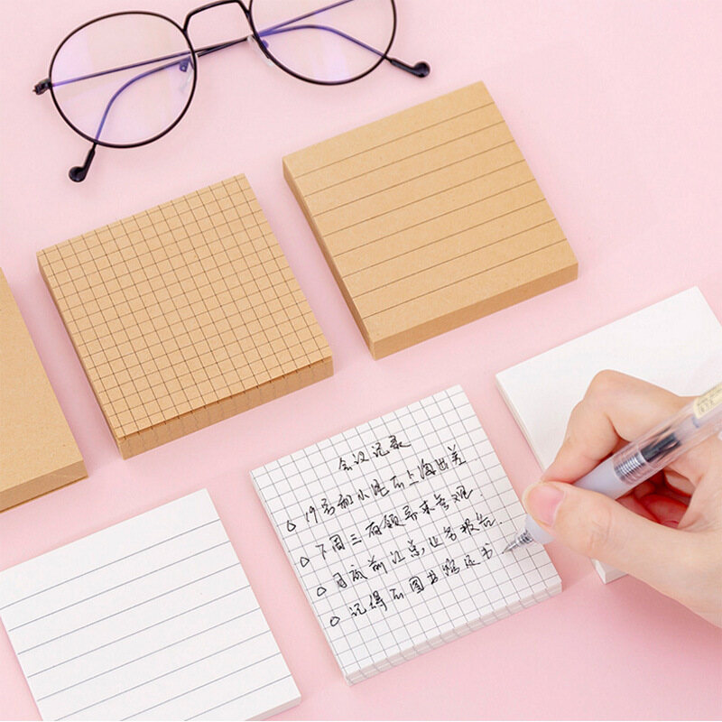 50/80/150 Sheets Self-Stick Notes Pads Black White Yellow Sticker Paper Office School Notes Home Use Easy Post Notes