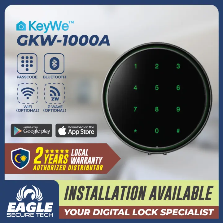 Keywe Gkw 1000a Rim Lock Smart Digital Door Lock Password Wifi Bluetooth Suitable For Airbnb Most Economical Solution Ready Stock 2 Years Local Warranty Installation Available By Certified Installer Lazada