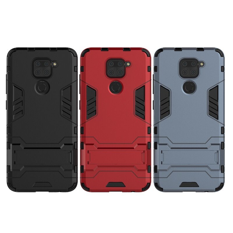 YUNYEE For Redmi Note 9 Pro Max Redmi Note 9S Redmi Note 8 Pro Redmi Note 7 Pro Redmi Note 6 Pro Redmi Note 5 Pro Redmi Note 5A Redmi Note 4 Pro Redmi Note 4X Case, Luxury Iron Man Stand Cover Hard Armor and Soft Silicone TPU Frame Phone Casing