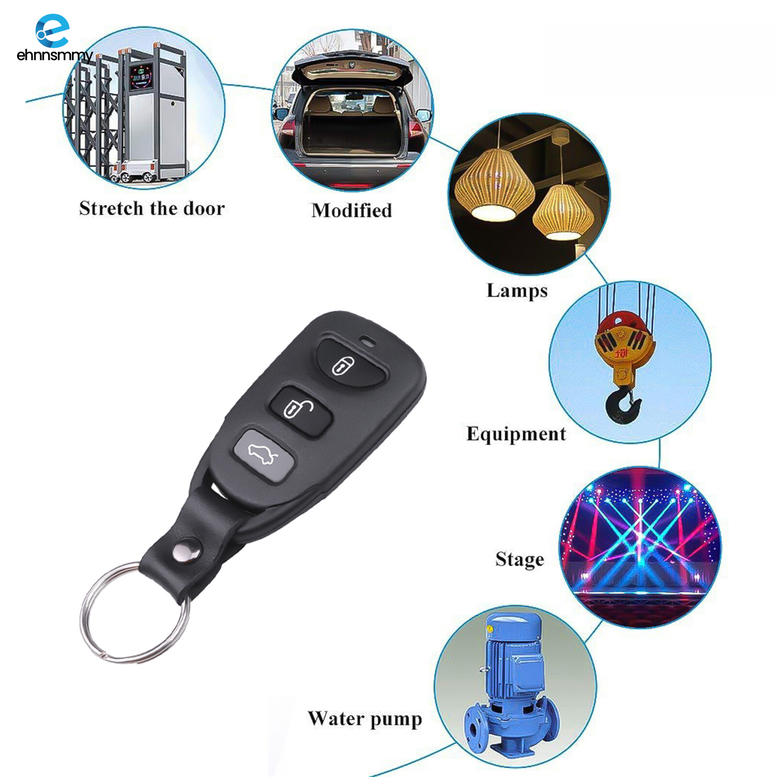 4-Button Learning Remote Control Clone Fixed Learning Code RF Transmitter with Key Ring for Cars Garage Doors Gates
