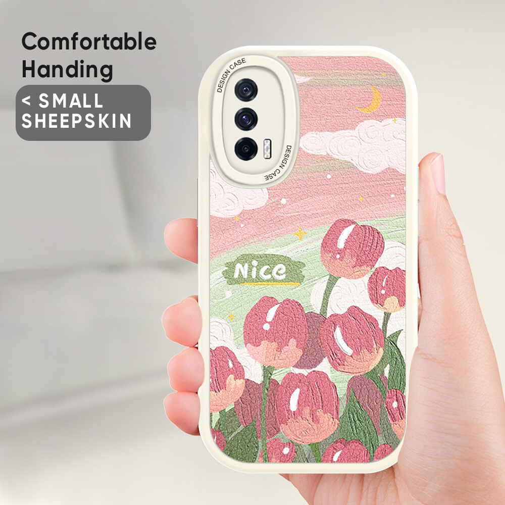 ZeroQiQi Casing Case For Redmi Note 10,Redmi Note 10 5G,Redmi Note 10 Pro,Redmi Note 10S Case Slim Skin Feeling Cartoon Pink Flowers Leather Back Casing Soft Silicone PU Leather Cover Phone Case