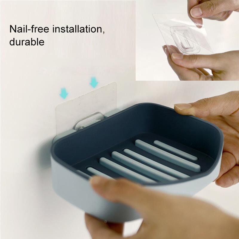 Polomat 1 chiếc kệ hộp xà phòng mới phụ kiện phòng tắm giá lưu trữ thoát nước sáng tạo Hộp xà phòng không đục lỗ gắn tường hai lớp