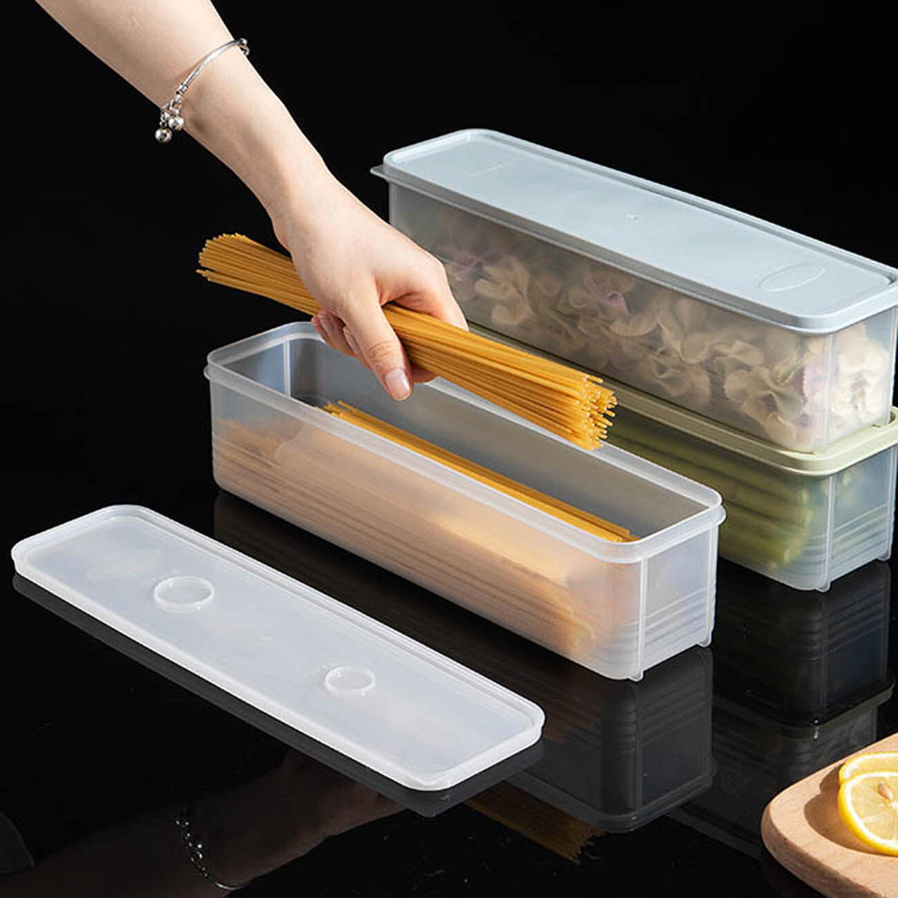 [CNMF Refrigerator Kitchen Food Grade Sealed Multigrain Noodle Fresh-keeping Box with Cover,Cnmf set of 1 Vietnamese plastic food container,]