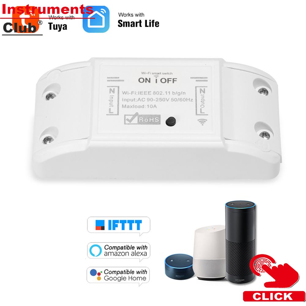 Tuya WiFi Smart Switch 10A/2200W Wireless Remote Switch Timer APP Control Universal Smart Home Automation Module Voice Control Compatible with Amazon Alexa & for Google Home for Electric Appliances