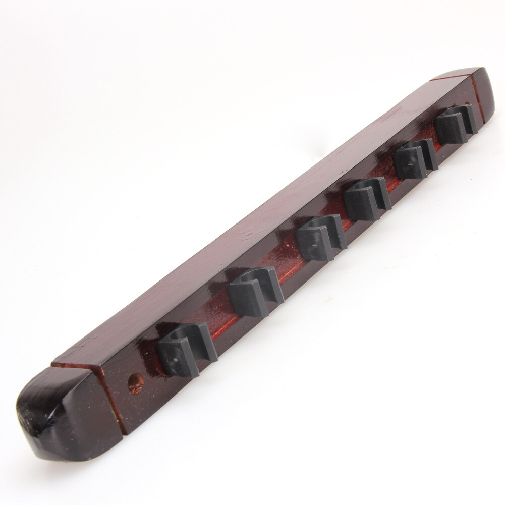 6 Cue Sticks Solid Wood Rack Holder Billiard Pool Snooker Table Wall Mount Hanging