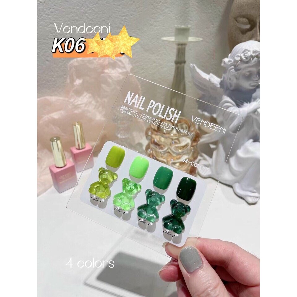 Set sơn gel vendeeni - set 4 chai 15ml tặng kèm bảng màu