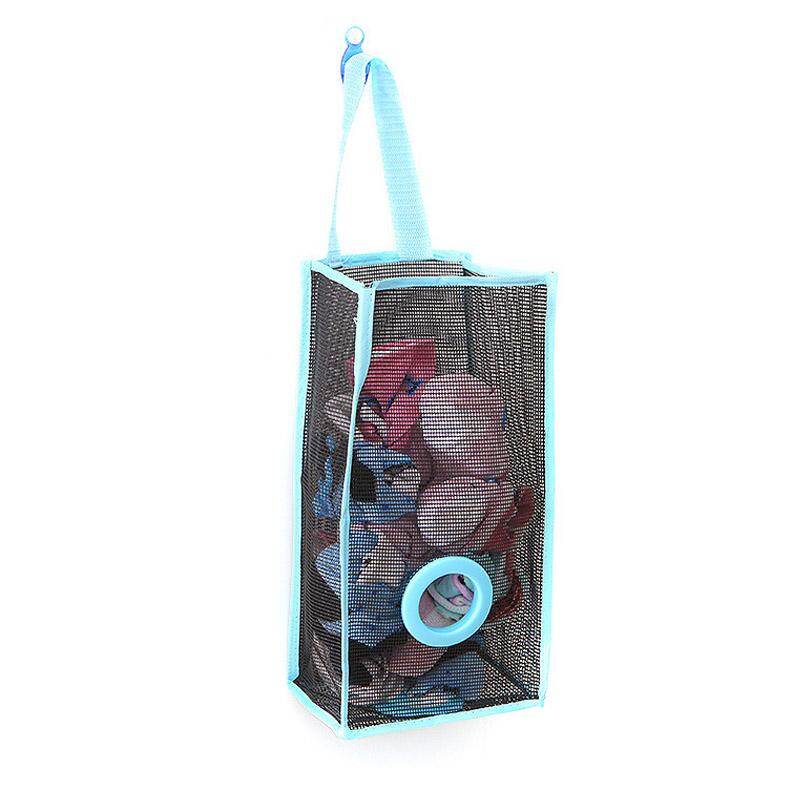 Kitchen Wall Mount Hanging Mesh Garbage Bag Organizer Dispenser Reusable Grocery Bags Holder Net Trash Bag Storage