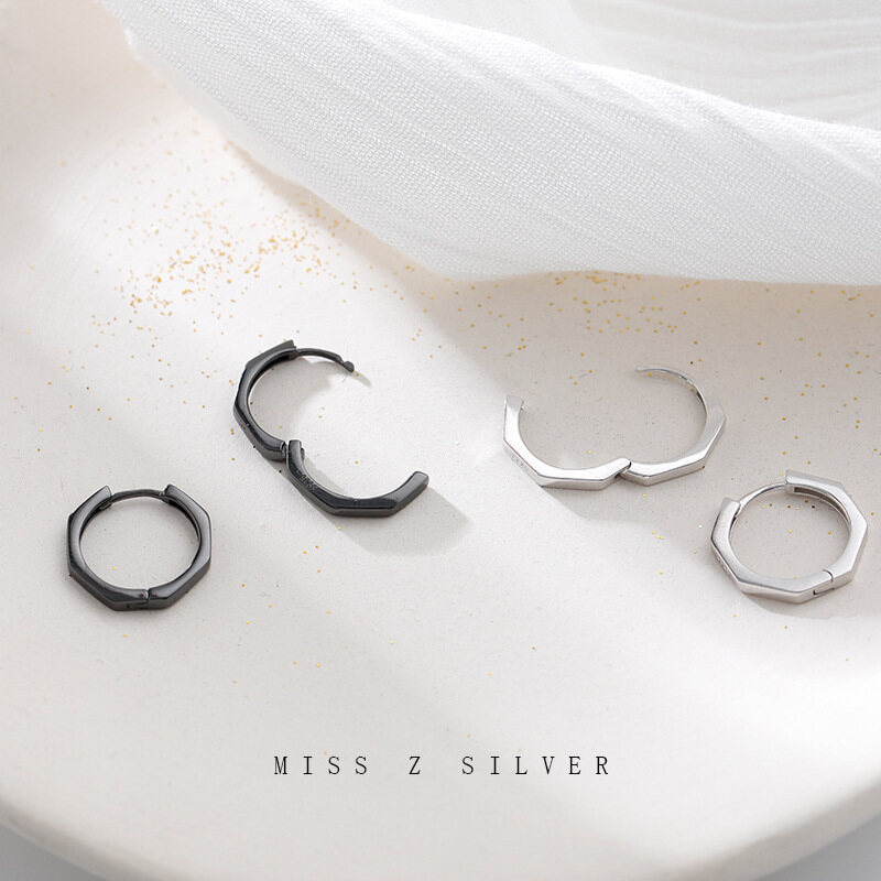 [Cutewomen2020] Fashion New Korean Hollow Black Silver Round Earrings Temperament Simple Earrings Wild Hoop Earrings For Men And Women