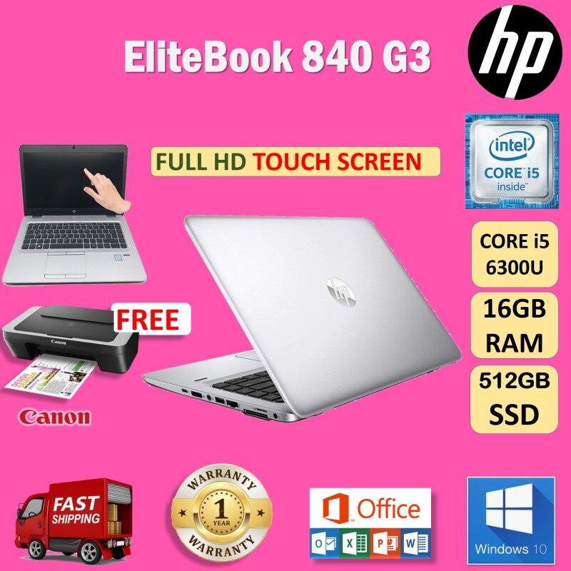 (FULL TOUCH SCREEN) HP ELITEBOOK 840 G3 - CORE i5 6300U / 16GB DDR4 RAM / 512 GB SSD/ WINDOWS 10 PRO / REFURBISHED / 1 YEAR WARRANTY Malaysia