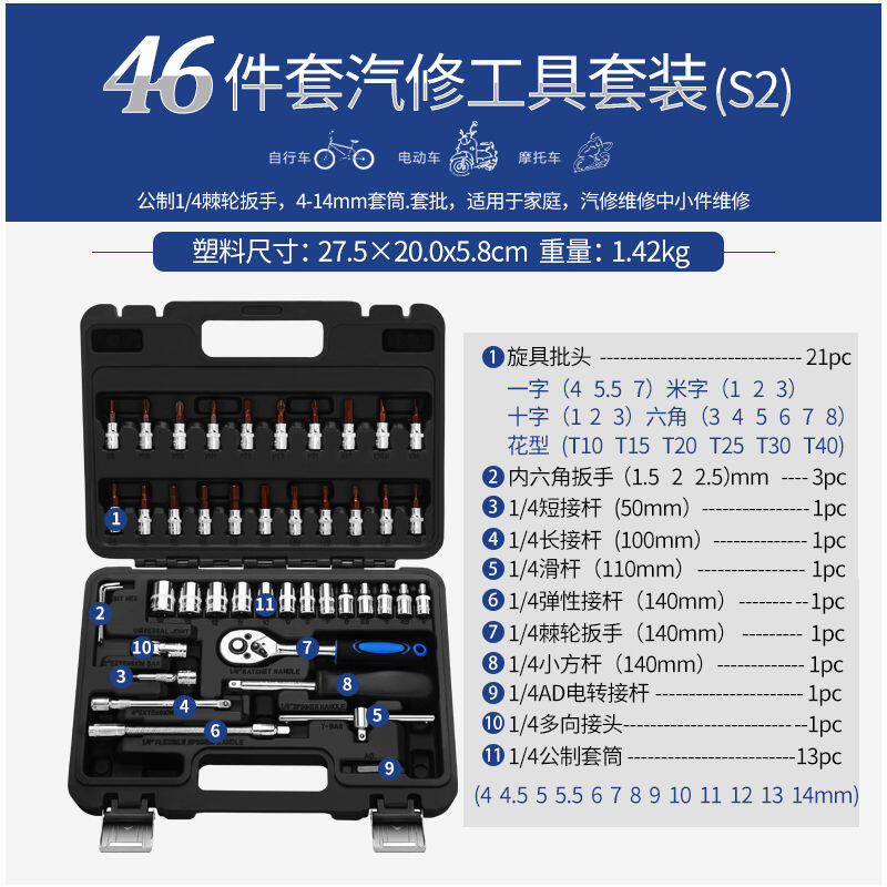 Auto Repair Toolbox Set Multifunctional Socket Wrench Set Combination Sleeve Ratchet Wrench Repair Car Hardware Tools