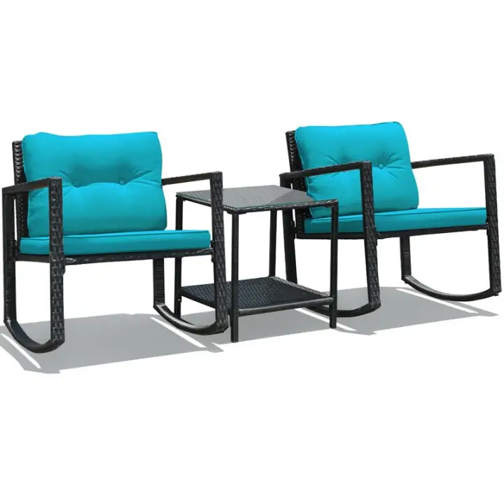 Giantex 3 Pcs Patio Rattan Set Rocking Chair Cushioned Sofa Garden Furniture Hw62861color Lazada Singapore Giantex 3 Pcs Patio Rattan Set Rocking, Giantex Outdoor Furniture