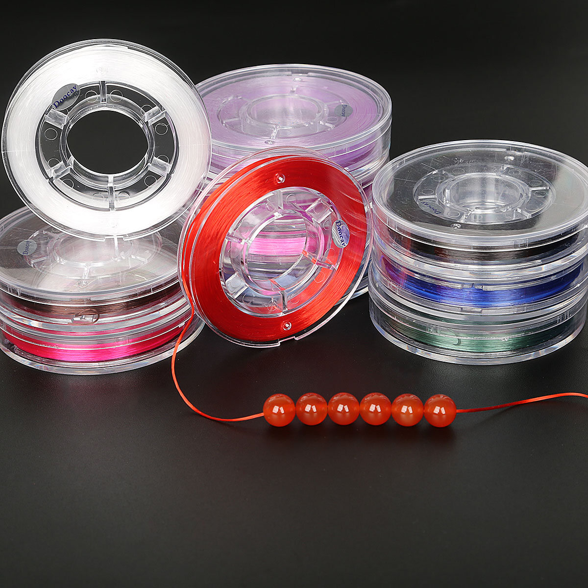 Dây Cườm Co Giãn Chắc Chắn Pha Lê Phẳng Hỗn Hợp Trong Suốt 40 M/cuộn 0.8X0.3Mm Dây Chỉ Dây Cho Vòng Tay Tự Làm Đồ Trang Sức Làm