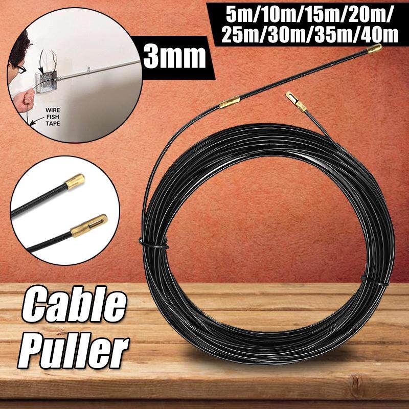 5m Cable Puller Durable Fiberglass Wire Electrical Tool Fish Tape Threader Metal 