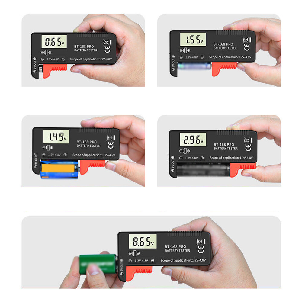 KKmoon 168 PRO Digital Display Universal Battery Tester Portable Battery Capacity Indicator Practical Battery Level Checker Voltage Meter Electric Quantity Monitor Detector for 9V 1.2V-4.8V Battery