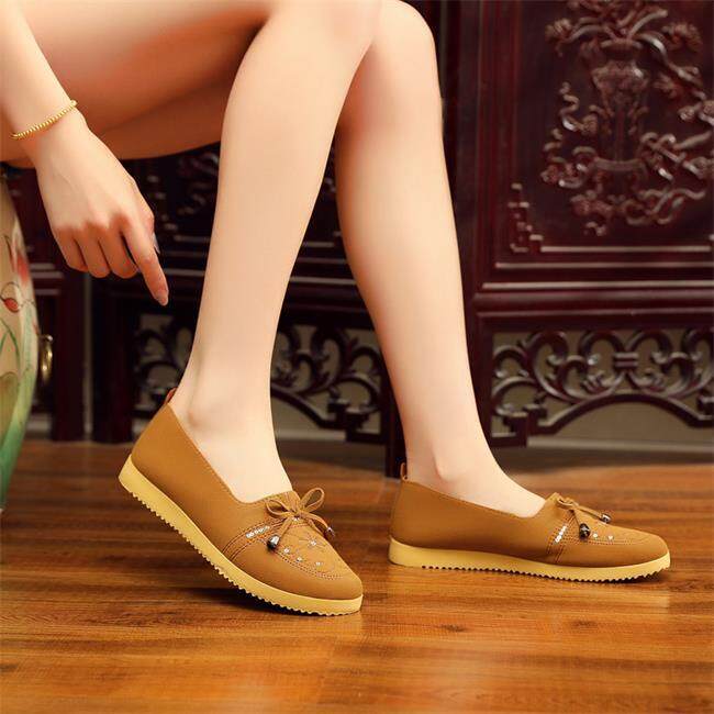 Giày Vải Mới Giày Nữ Đế Bằng Chống Trượt Đế Mềm Thoải Mái Cho Mẹ TRUNG