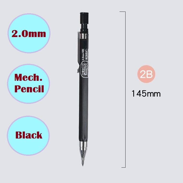 M&G Mechanical Pencil 2.0mm 2B Pencil/2.0mm Pencil Lead for Drafting ...