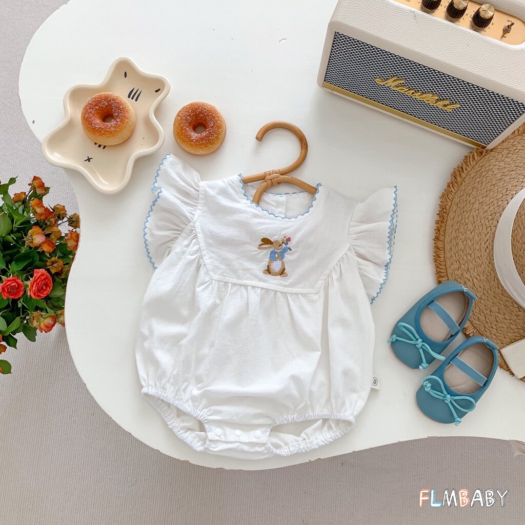 Newborn Summer Clothes Girls Flying Sleeve Cute Rabbit Romper Baby Bodysuit