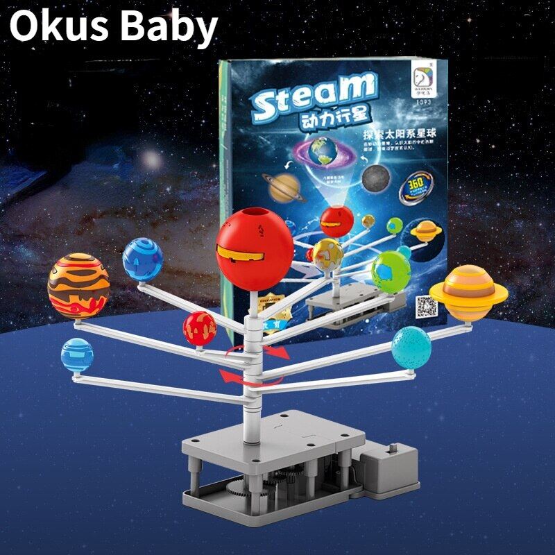 Electric Solar System Model DIY Toys Child Science and Technology Learning Solar System Planet Teaching Assembly Coloring Toy