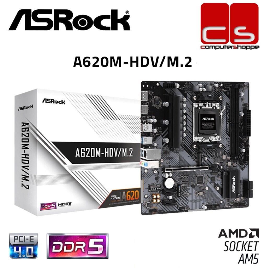 ASRock マザーボード A620M-HDV/M.2+ AMD Ryzen 7000 シリーズ CPU対応 (Soket AM5) A62