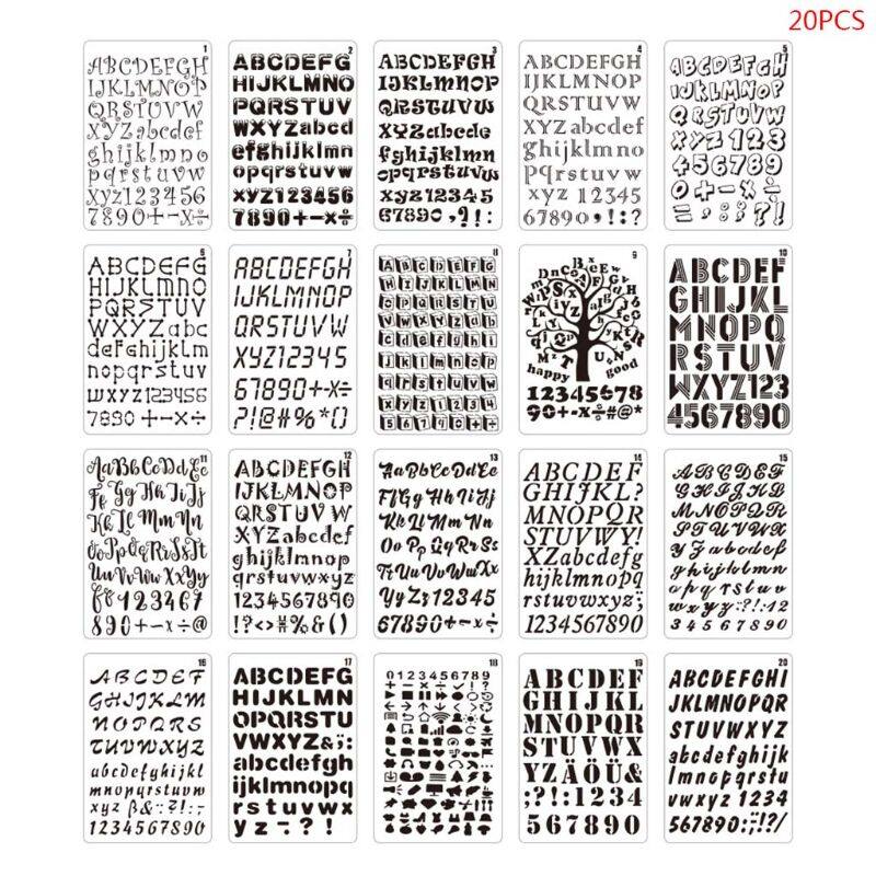 20pcs/set Letter Alphabet Number Stencils DIY Drawing Template Painting Scrapbooking Card