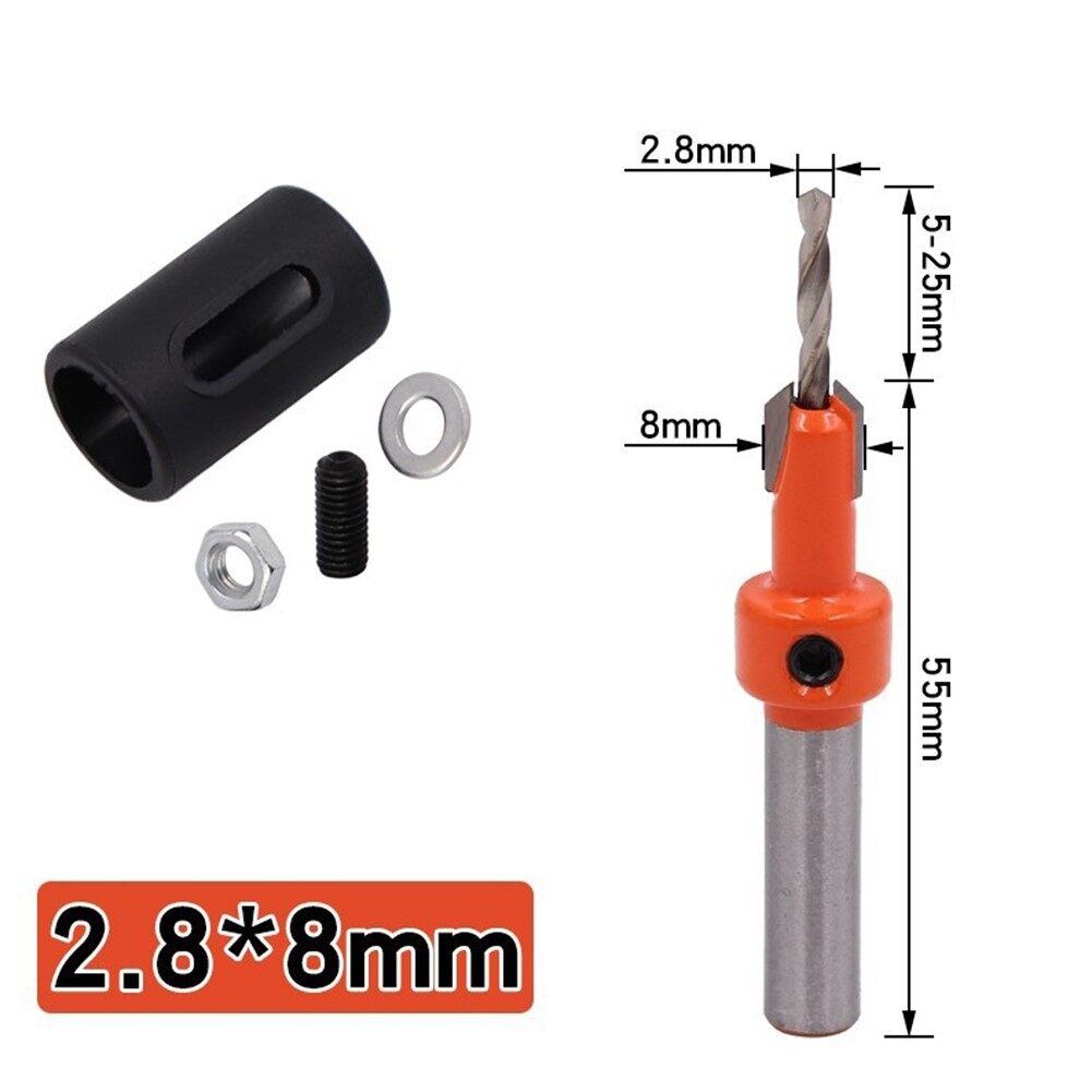 Woodworking Countersink Drill Bit Set with Step Design and Adjustable Stopper
