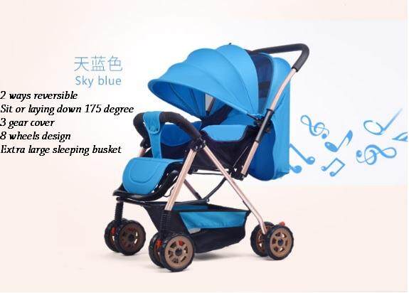 DISCOUNT is BACK! Reversible 2-Way Facing Luxurious Baby Stroller Pram (RED or KHAKI color) Suitable From New Born to 6 Years Old Large Strong and Durable