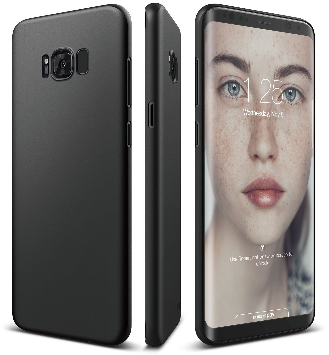 LUOWAN for Samsung Galaxy S8 Soft TPU Case: Flexible, Slim, Protective, Shock Absorption, Black, Non-Slip Grip, Wireless Charging Compatible