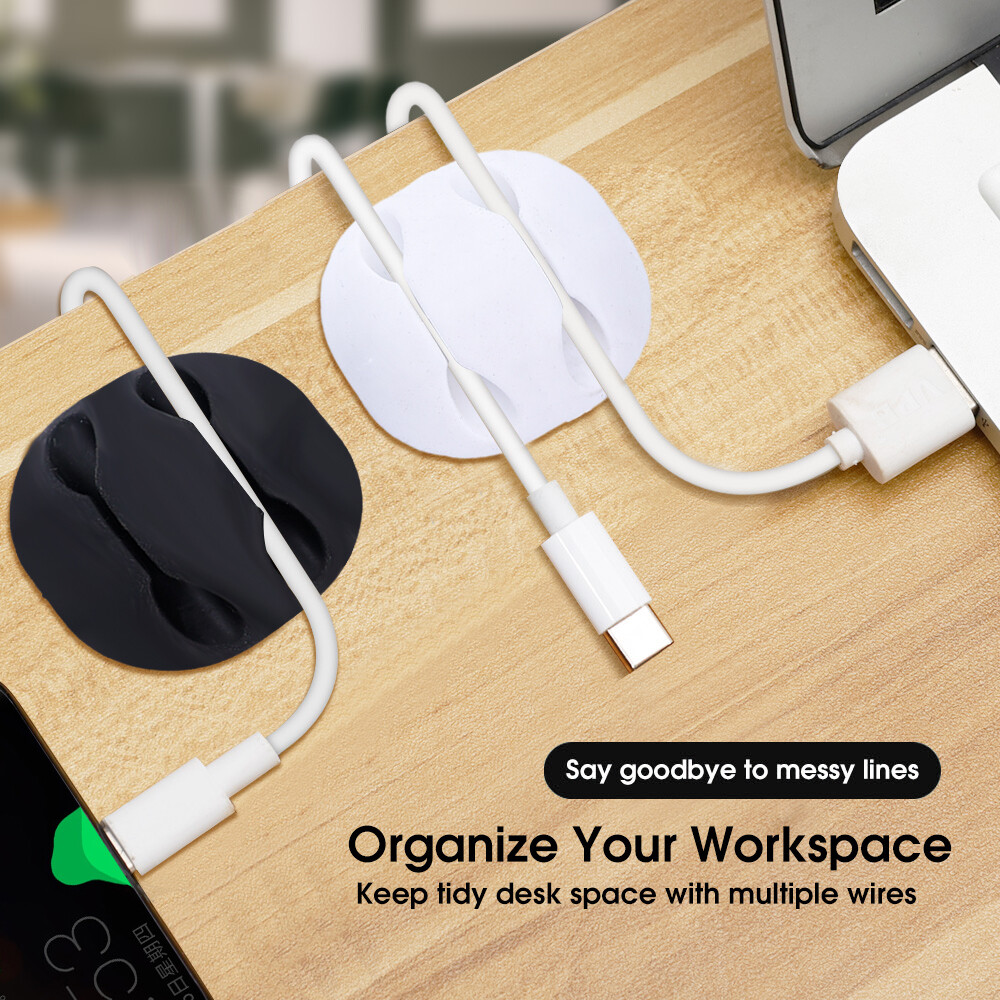 3 cái tròn đôi lỗ Cáp silicon quản lý xách tay tự dính Máy tính để bàn Cáp dữ liệu lịch thi đấu nhà đa năng quản lý dây