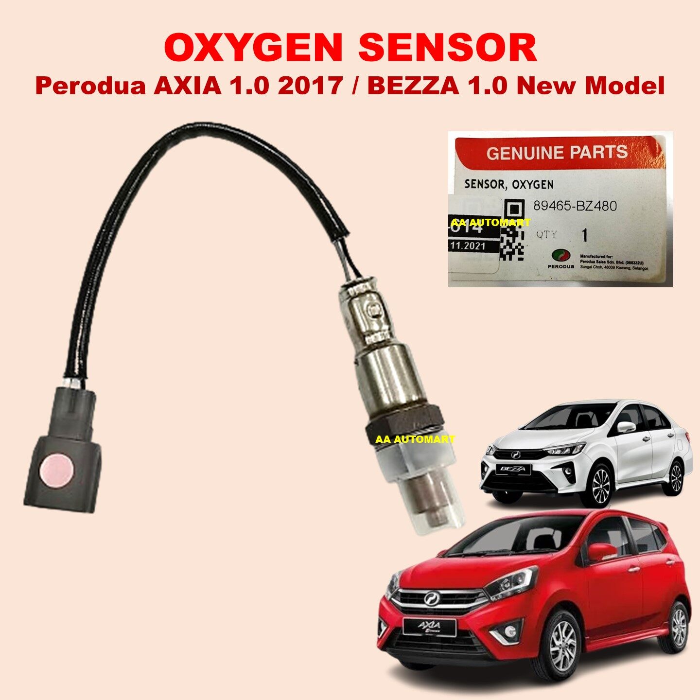 89465 Bz480 Original Perodua Axia 10 2017 Bezza 10 New Model Oxygen Air Fuel Ratio O2 Sensor 5640