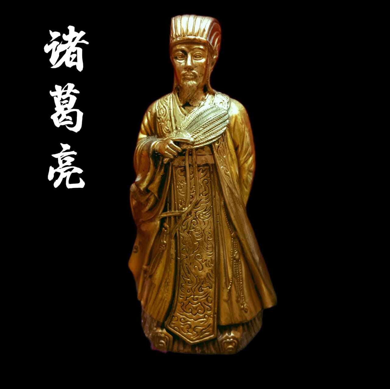 Fortune Destiny] Feng Shui Copper Zhuge Liang Statue Brass Crafts Feng Shui  Home Decoration 铜孔明诸葛亮铜器摆件增进学业事业风水纯铜诸葛亮孔明摆件三国卧龙先生铜像助学业事业开运风水书房摆设