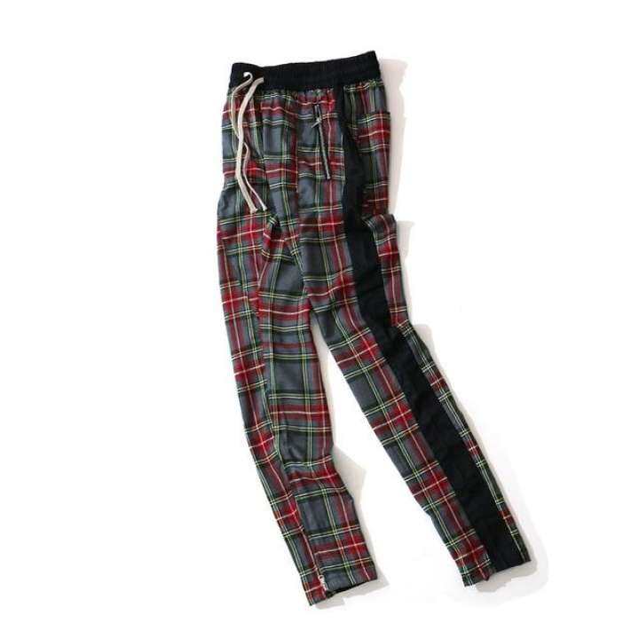 plaid track pants mens