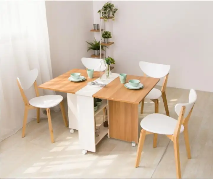 Dining Table Meja Makan Foldable Table With Storage Drawer At