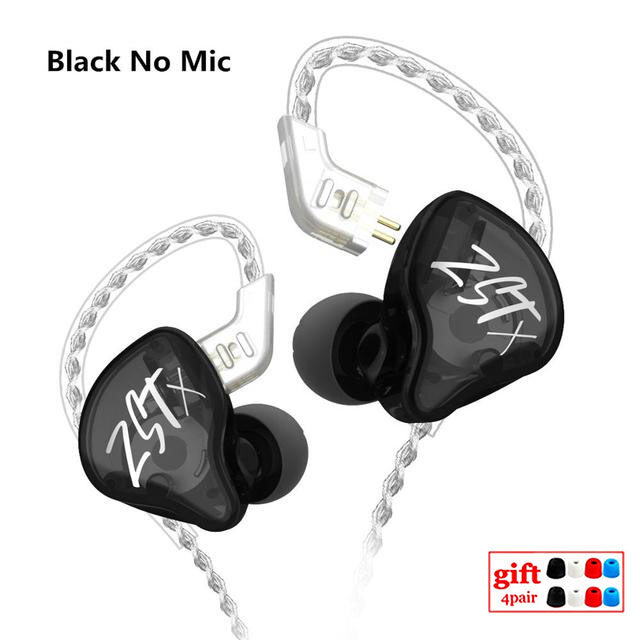 KZ ZST X 1BA+1DD Hybrid Unit In-ear Earphones HIFI Bass Sports DJ Earbud Headset With Silver-plated Cable Earphones KZ ZSTX ZSN